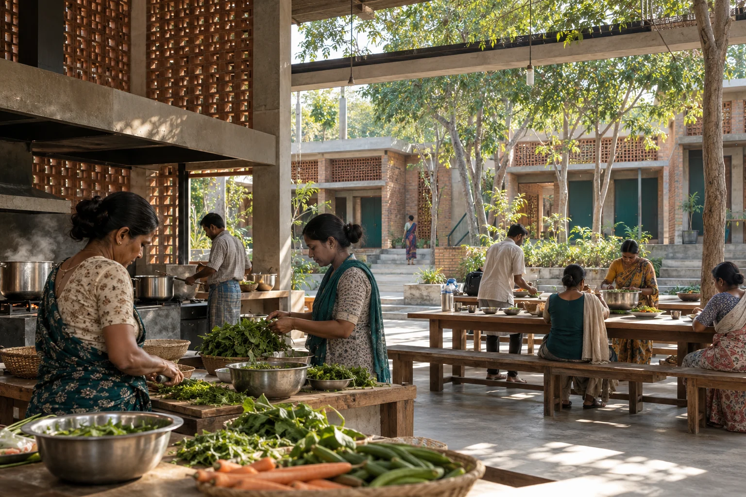 People exchanging ideas in a shared community setting