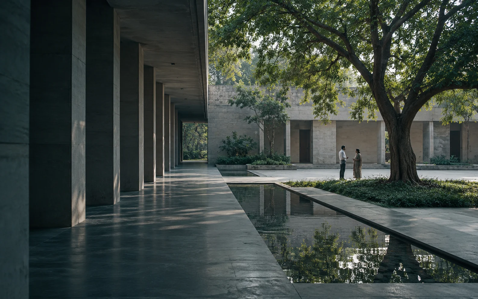 Architectural courtyard and quiet colonnade